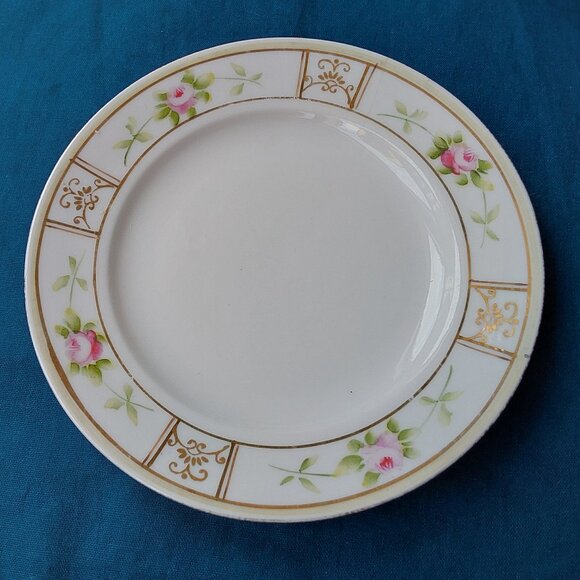 Antique hand painted mayonnaise set delicate roses and gold accents 3 pieces - Picture 8 of 12